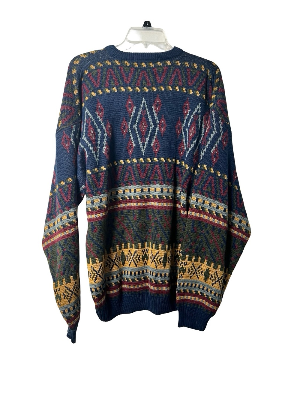 Vintage BADGE Southwestern Knit Sweater Men’s XL Oversized Tribal Grandpa Core - Picture 4 of 4